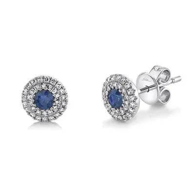 0.20CT DIAMOND & 0.24CT BLUE SAPPHIRE STUD EARRING
