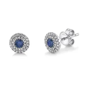 0.20CT DIAMOND & 0.24CT BLUE SAPPHIRE STUD EARRING
