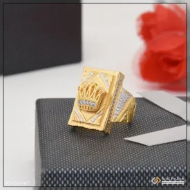 1 Gram Gold Plated Crown with Diamond Glamorous Design Ring for Men - Style B405