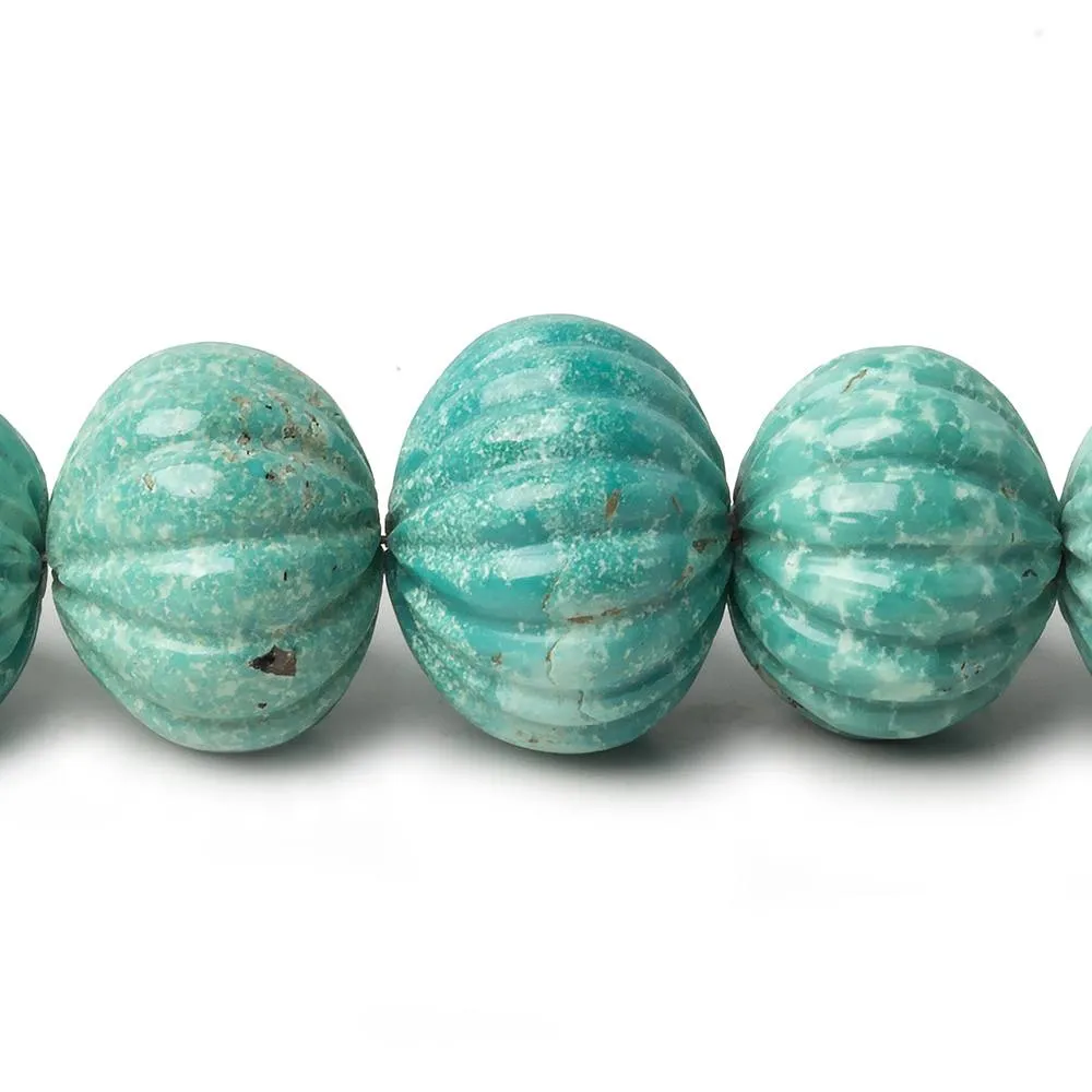 10-17mm Turquoise carved melon rondelle beads 18 inch 46 pieces