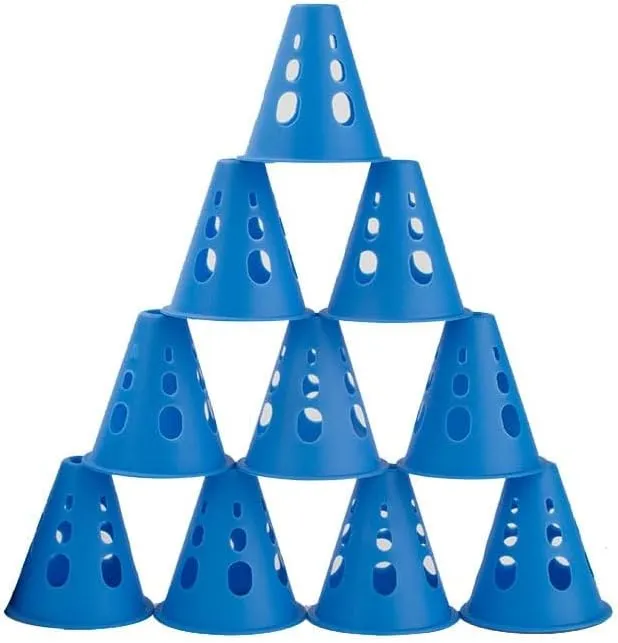 10 Pcs Roller Barricades Cones,Inline Roller Skating Cones Pile Cup Roadblocks Traffic Road Cones Set,Roadblock Traffic Road Cones for Roller Skating and Skate Practice (Blue,One Size)