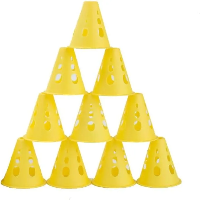 10 Pcs Roller Barricades Cones,Inline Roller Skating Cones Pile Cup Roadblocks Traffic Road Cones Set,Roadblock Traffic Road Cones for Roller Skating and Skate Practice (Yellow,One Size)