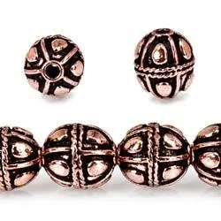 10mm Copper Bead Bead Round Pear Design 8 inch 18 pcs