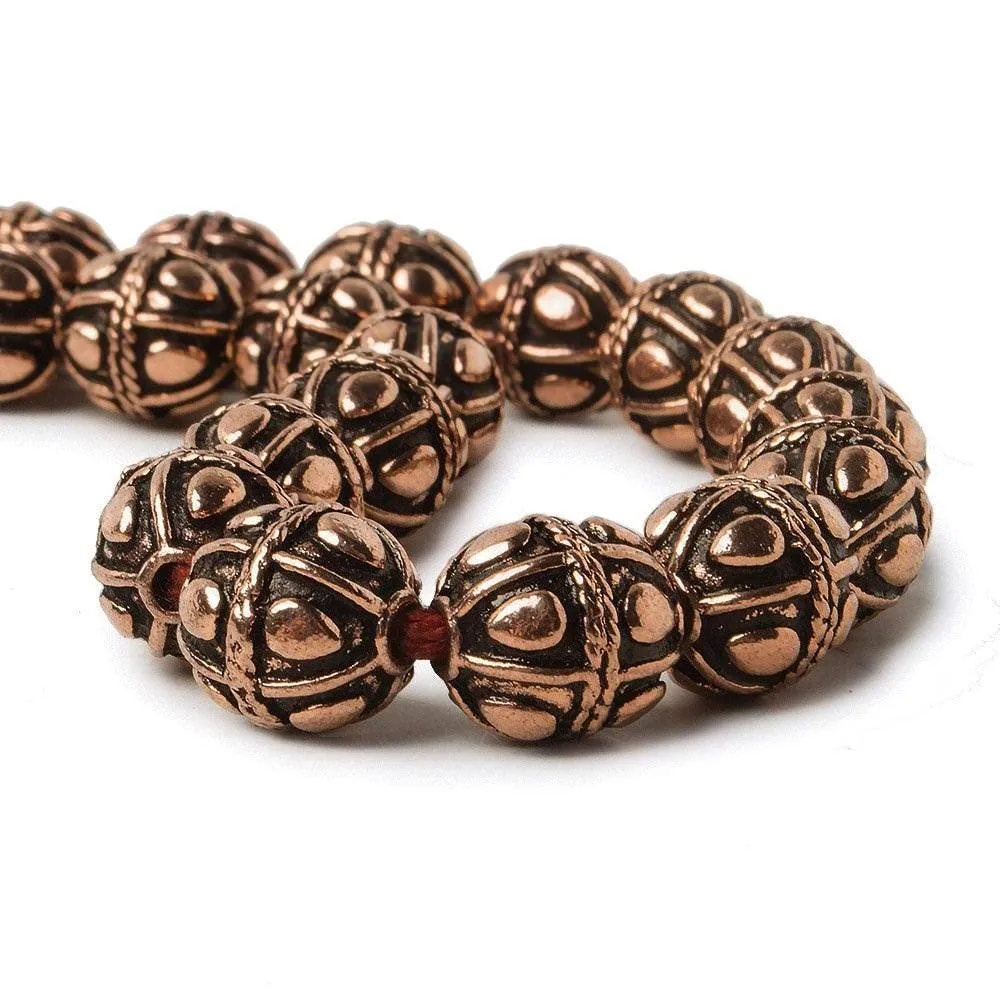 10mm Copper Bead Bead Round Pear Design 8 inch 18 pcs
