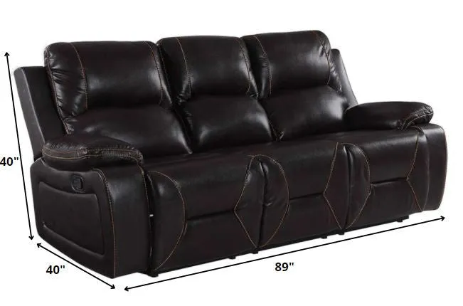 124" Classy Brown Leather Sofa Set By Homeroots