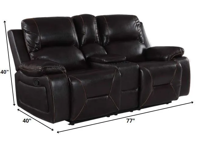 124" Classy Brown Leather Sofa Set By Homeroots