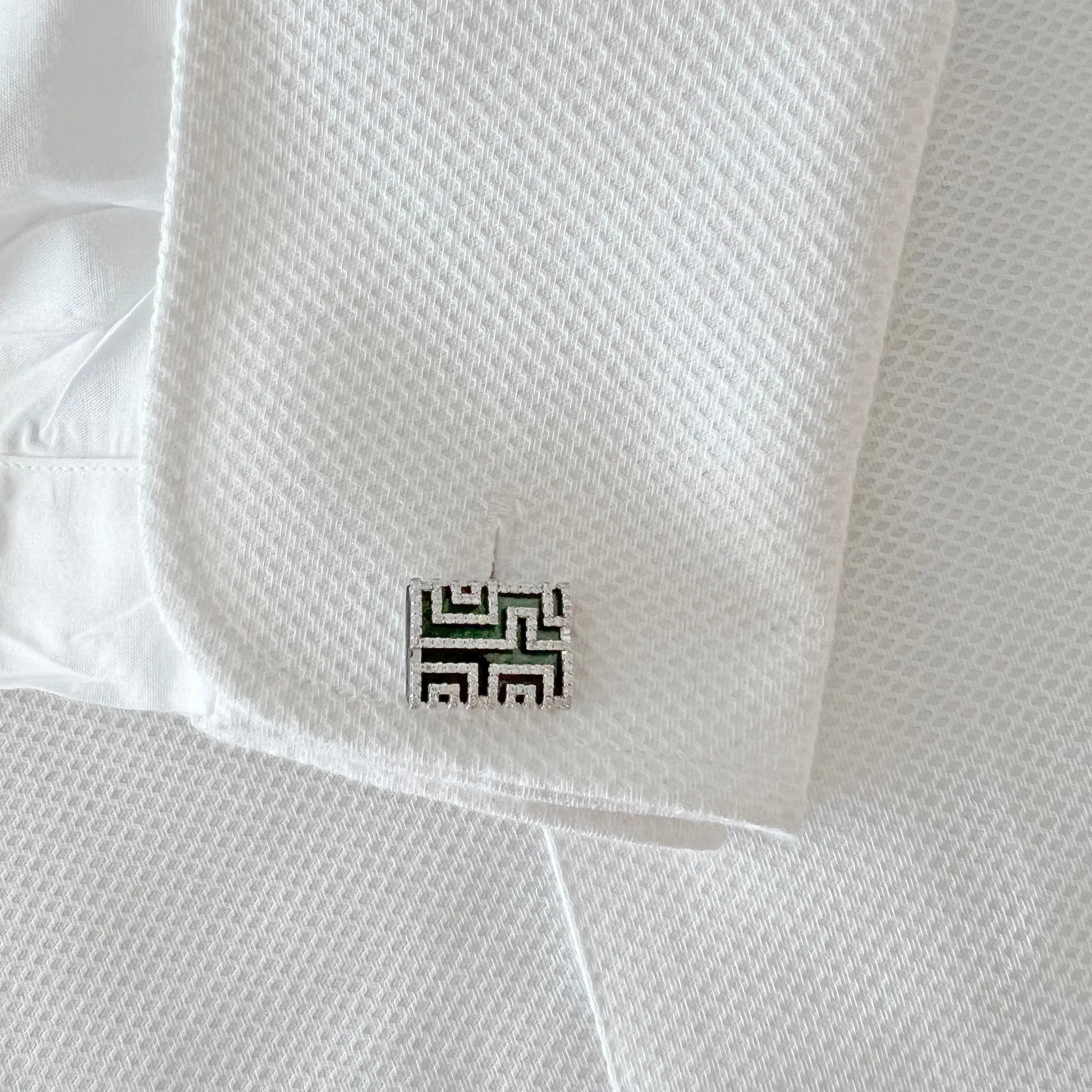 14K GOLD DIAMOND AND BLACK MOTHER OF PEARL JOSH CUFFLINKS