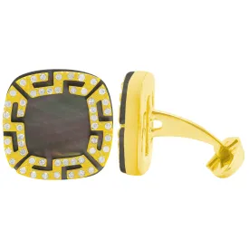 14K GOLD DIAMOND BLACK MOTHER OF PEARL JACKSON CUFFLINKS
