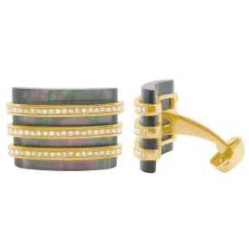 14K GOLD DIAMOND BLACK MOTHER OF PEARL SCOTT CUFFLINKS