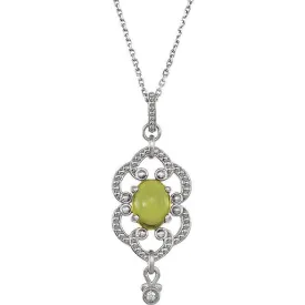 14KT GOLD 1.35 CTW OVAL PERIDOT GRANULATED DESIGN NECKLACE