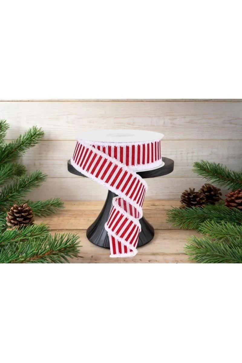1.5" Glitter Stripe Drift Ribbon: Red (10 Yards)