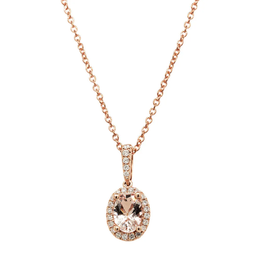 18ct Rose Gold .61ct Morganite & Diamond Mini Sierra Pendant