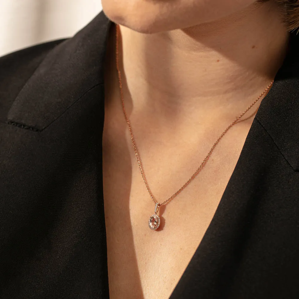 18ct Rose Gold .61ct Morganite & Diamond Mini Sierra Pendant