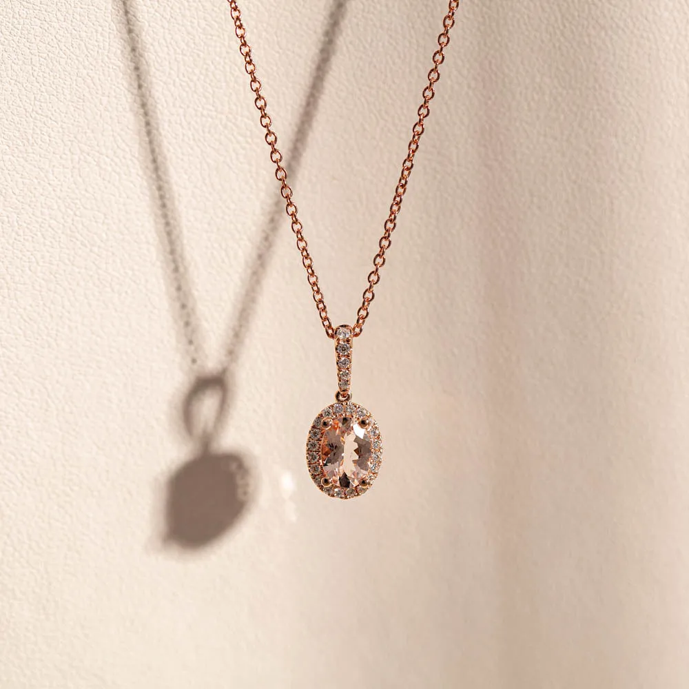 18ct Rose Gold .61ct Morganite & Diamond Mini Sierra Pendant