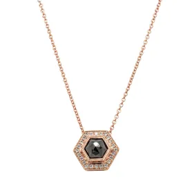18ct Rose Gold .95ct Black Diamond Halo Pendant