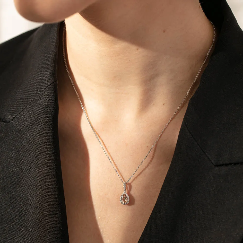 18ct White Gold .65ct Morganite & Diamond Mini Sierra Pendant