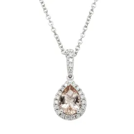 18ct White Gold .65ct Morganite & Diamond Mini Sierra Pendant