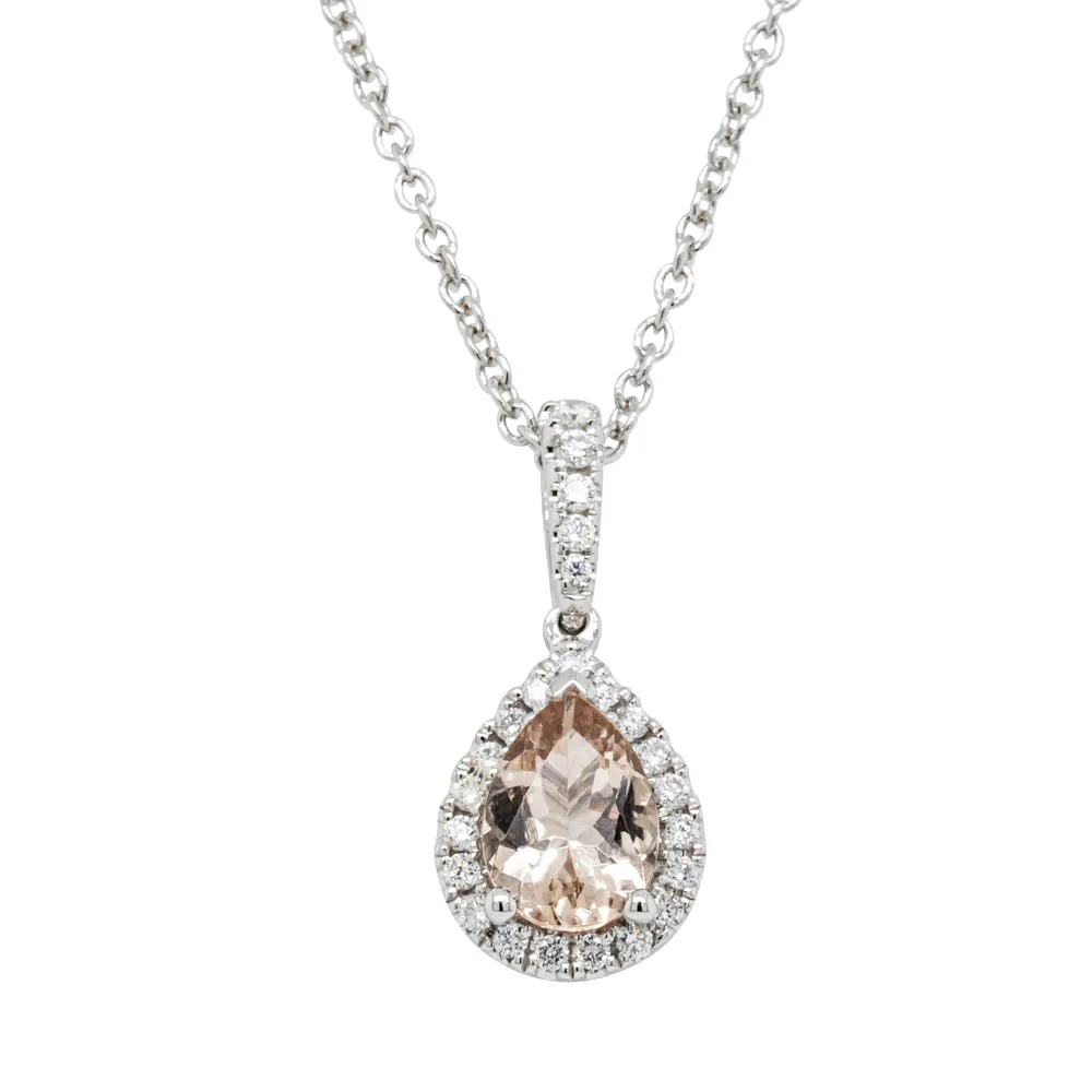 18ct White Gold .65ct Morganite & Diamond Mini Sierra Pendant