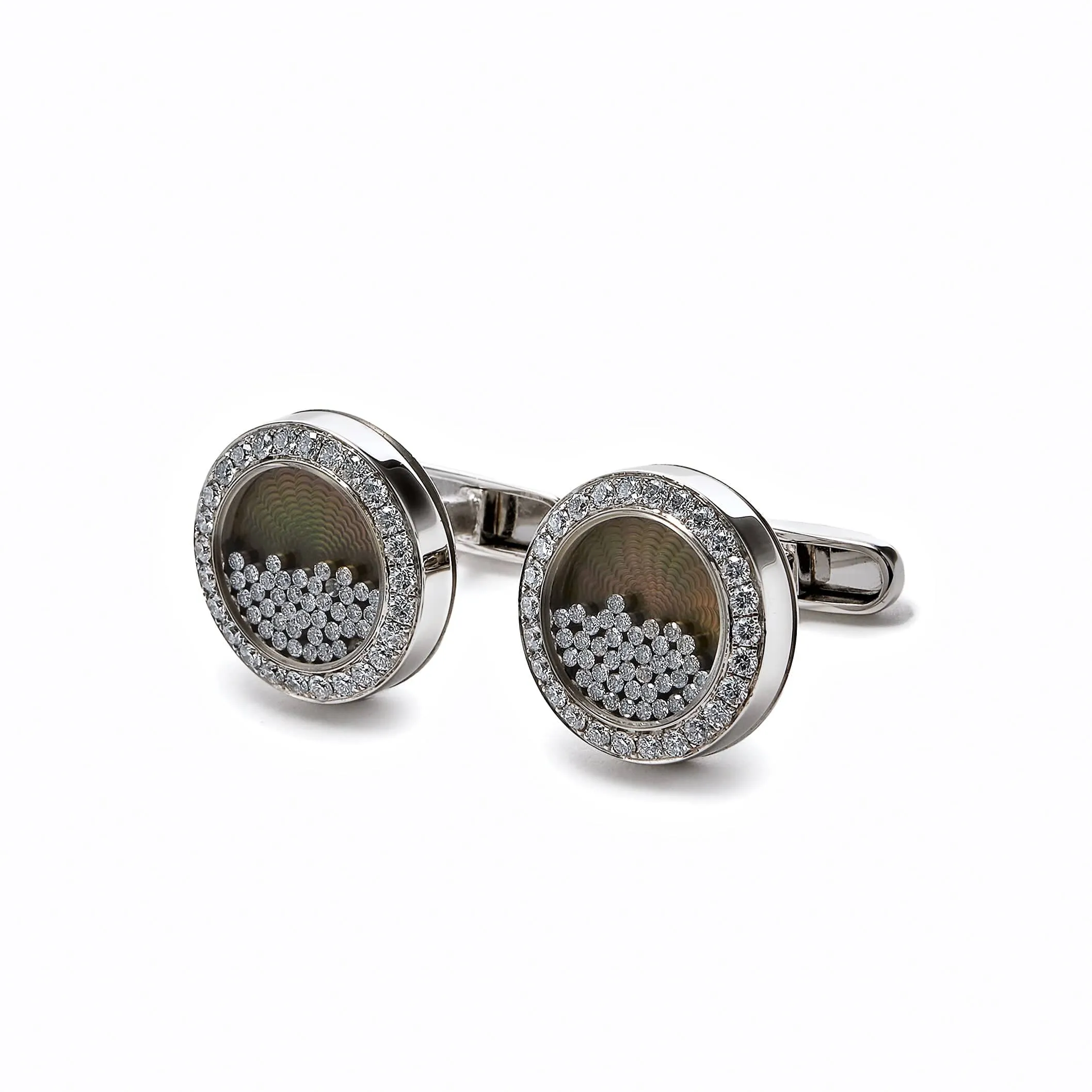 18k White Gold Diamond Cufflinks