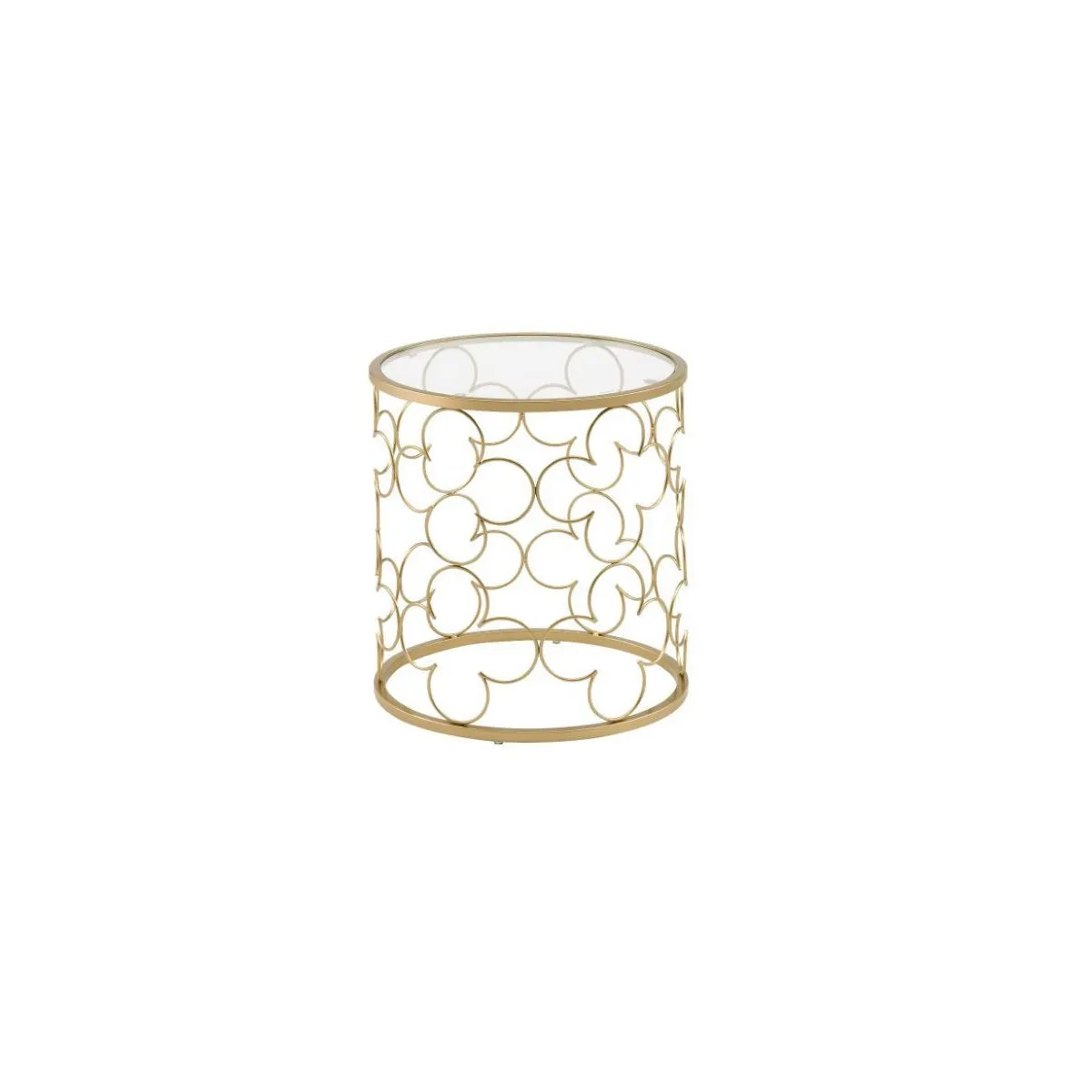 20" Gold And Clear Glass Round Nested Coffee Tables By Homeroots