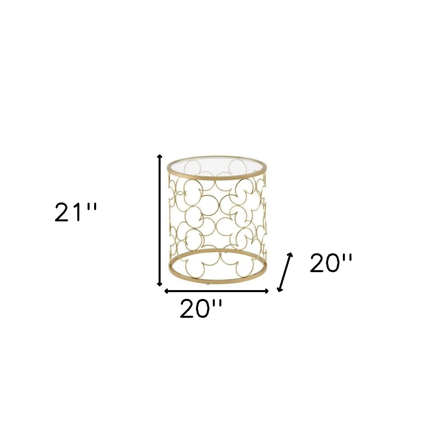 20" Gold And Clear Glass Round Nested Coffee Tables By Homeroots