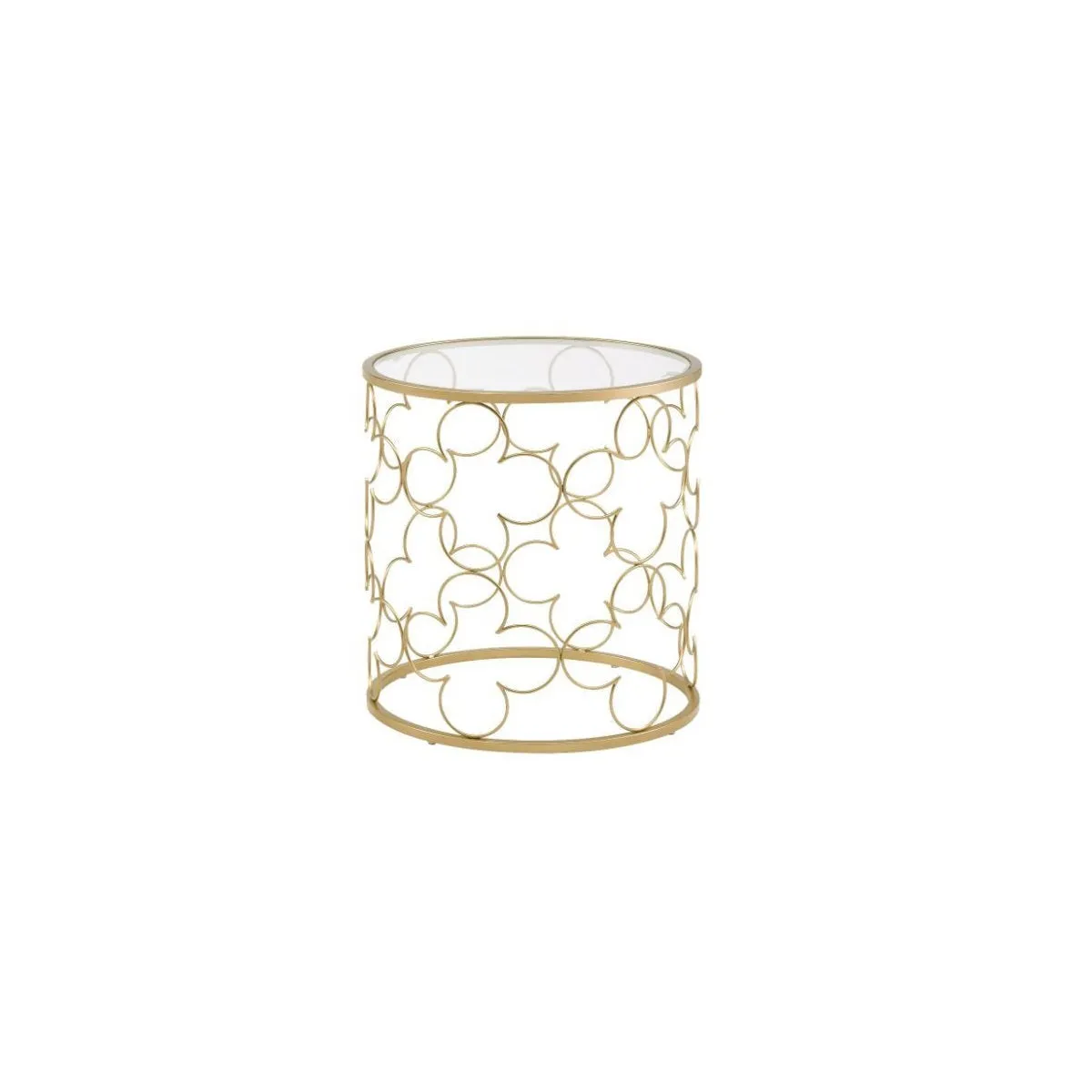 20" Gold And Clear Glass Round Nested Coffee Tables By Homeroots