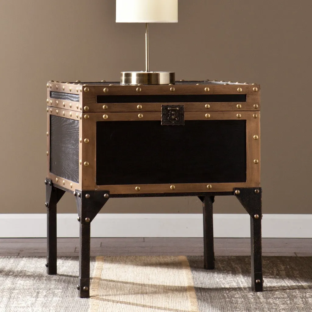 23" Black Manufactured Wood And Iron Square End Table By Homeroots