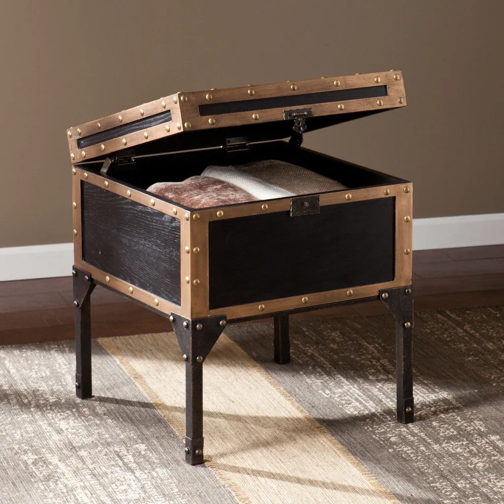 23" Black Manufactured Wood And Iron Square End Table By Homeroots