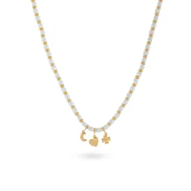 24Kae Beaded Pearl Pendant Necklace, Gold