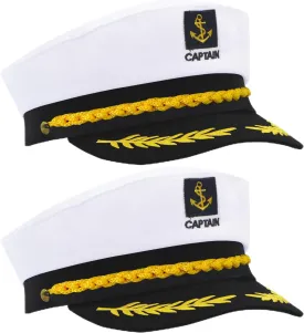 2Pcs Adjustable Captain hat, admiral sailor caps, perfect for sea parties and men women navy captain costumes accessory