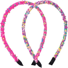 2pcs Sprinkle Candy Headbands, Colorful Cute Head Bands for Women, Non Slip Donut Hairband Sweet Hair Accessories for Birthday, Parties, Festivals - 2 Styles
