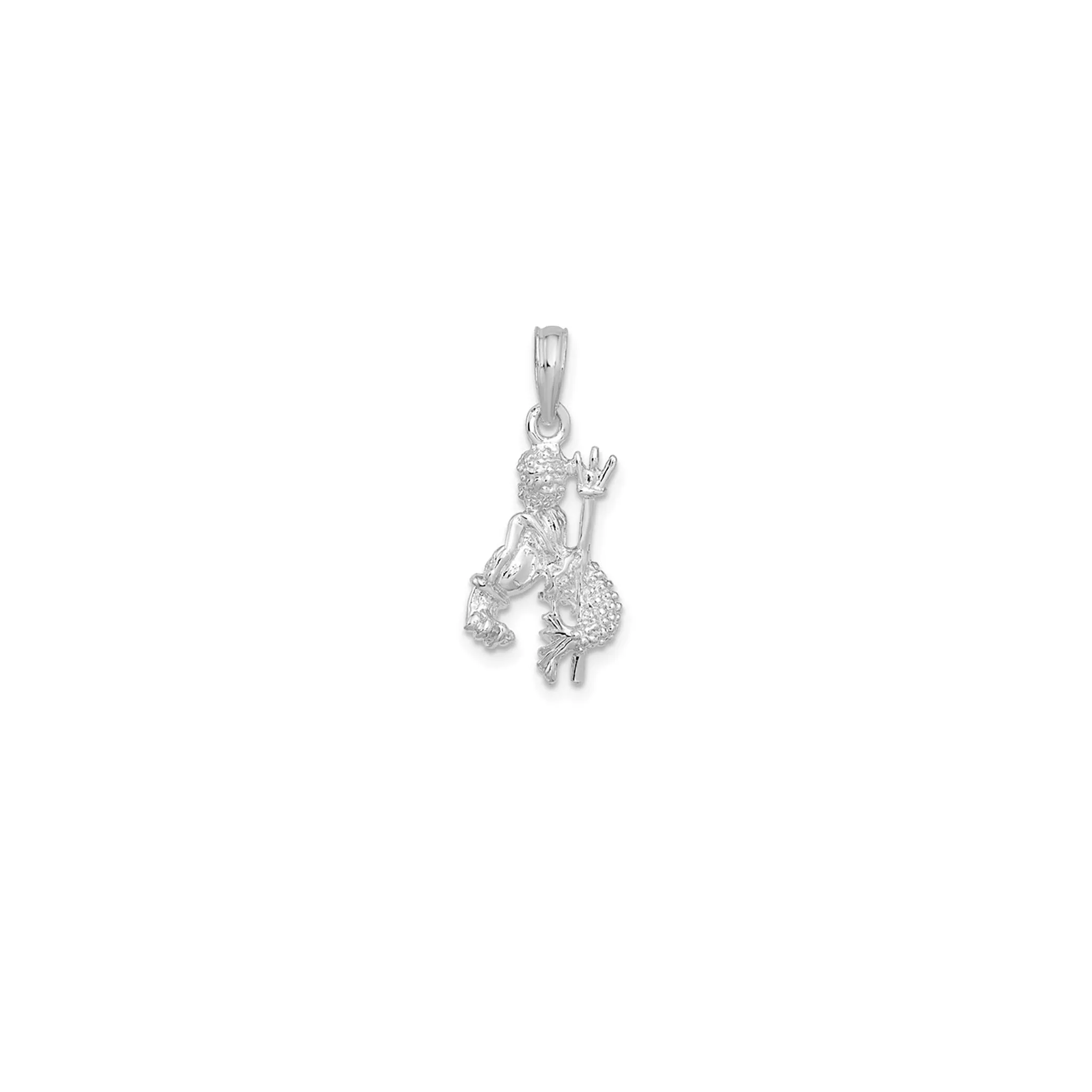 3-D Antique-Finish Aquarius Zodiac Pendant (Silver)