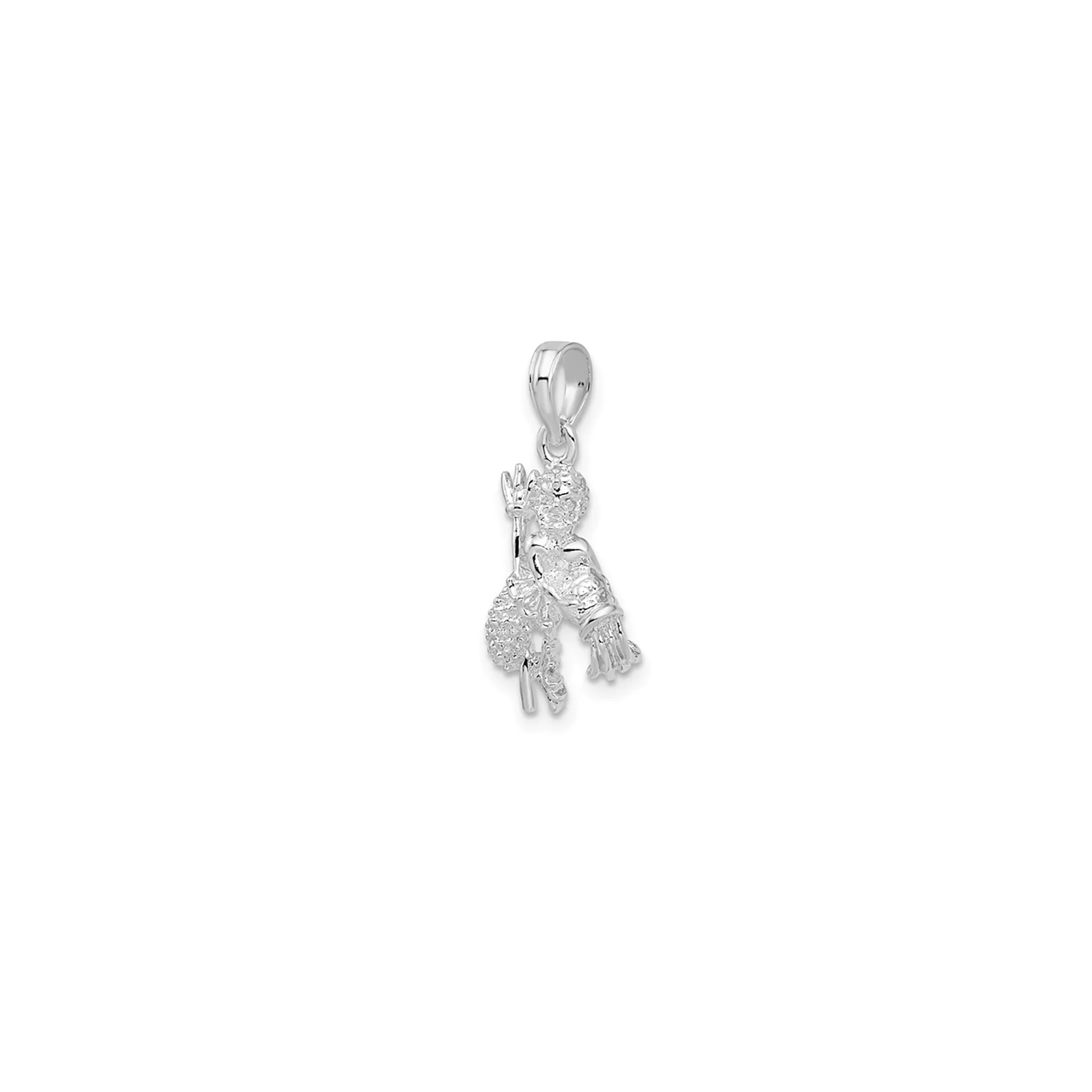 3-D Antique-Finish Aquarius Zodiac Pendant (Silver)