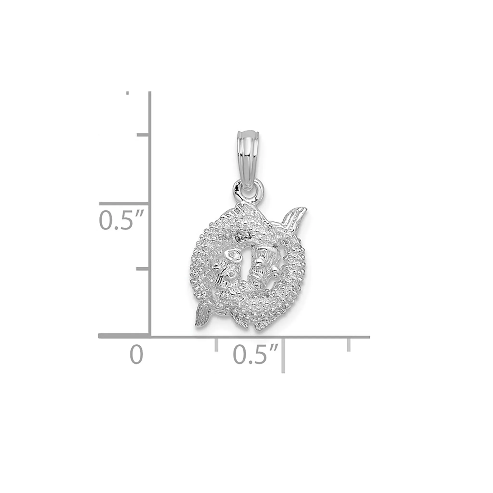 3-D Antique-Finish Pisces Zodiac Pendant (Silver)