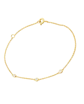 3 Diamond Bezel Bracelet - 14K Yellow Gold