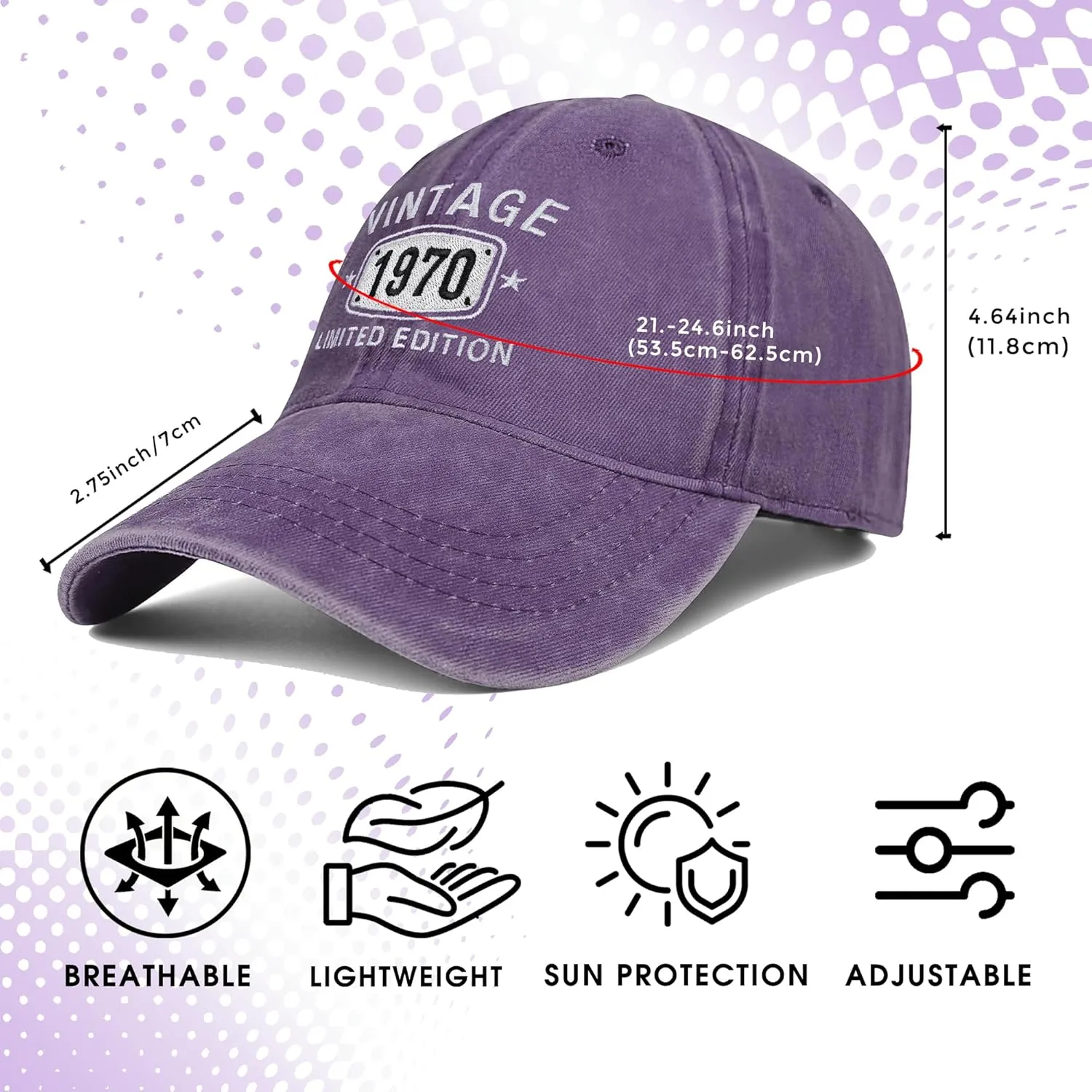 55th Birthday Gifts for Men Women 55 Year Old Gift Idea 1970 Vintage Baseball Hats