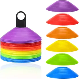 60 Pcs Disc Cones - Agility Soccer Cones with Carry Bag & Holder for Football Training, Basketball, Sports Practice Equipment, Field Markers (6 Colors)