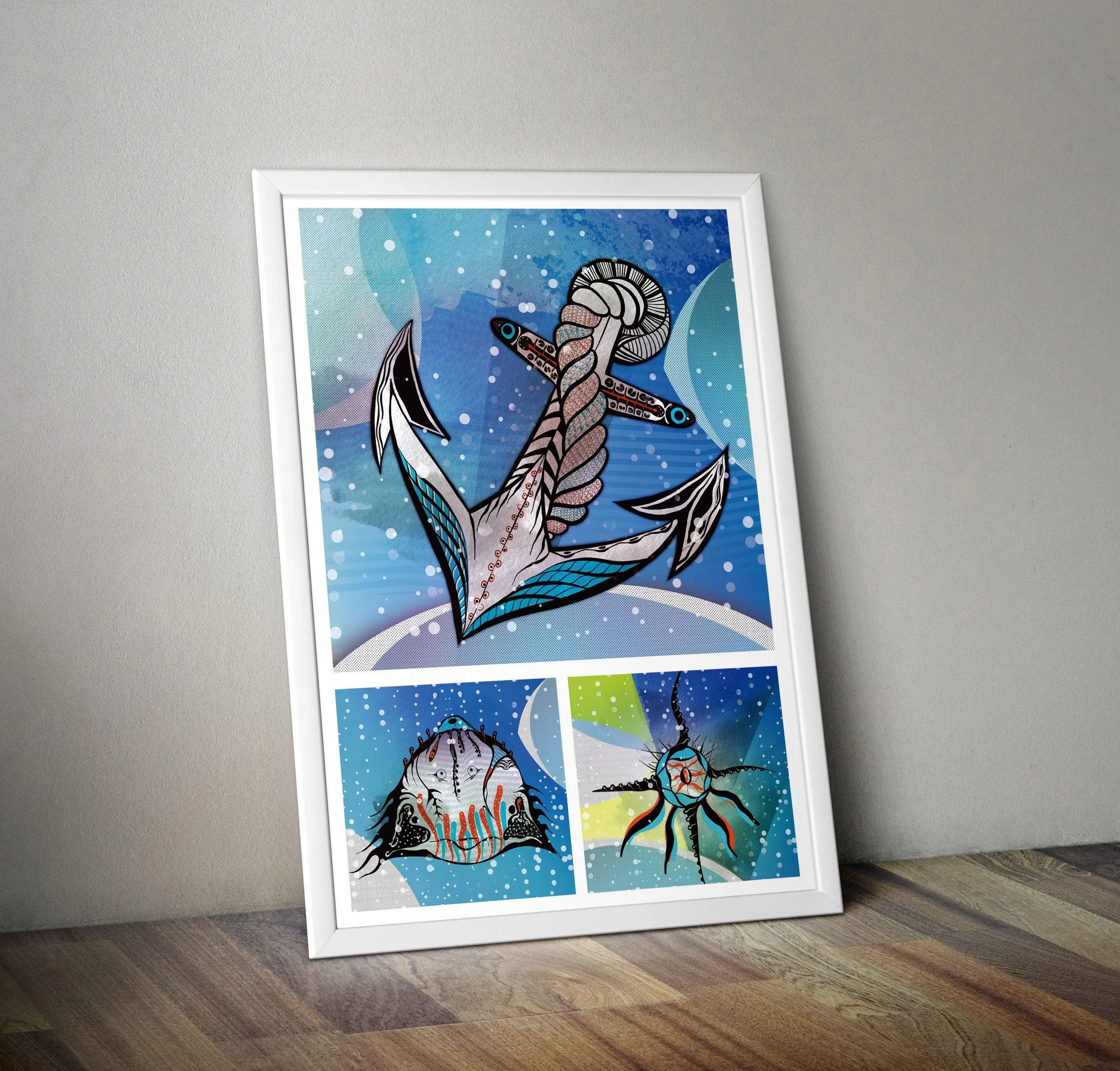 A2 Underwater Creatures Wall Big Art Print Kitchen Living Room Unframed Unique
