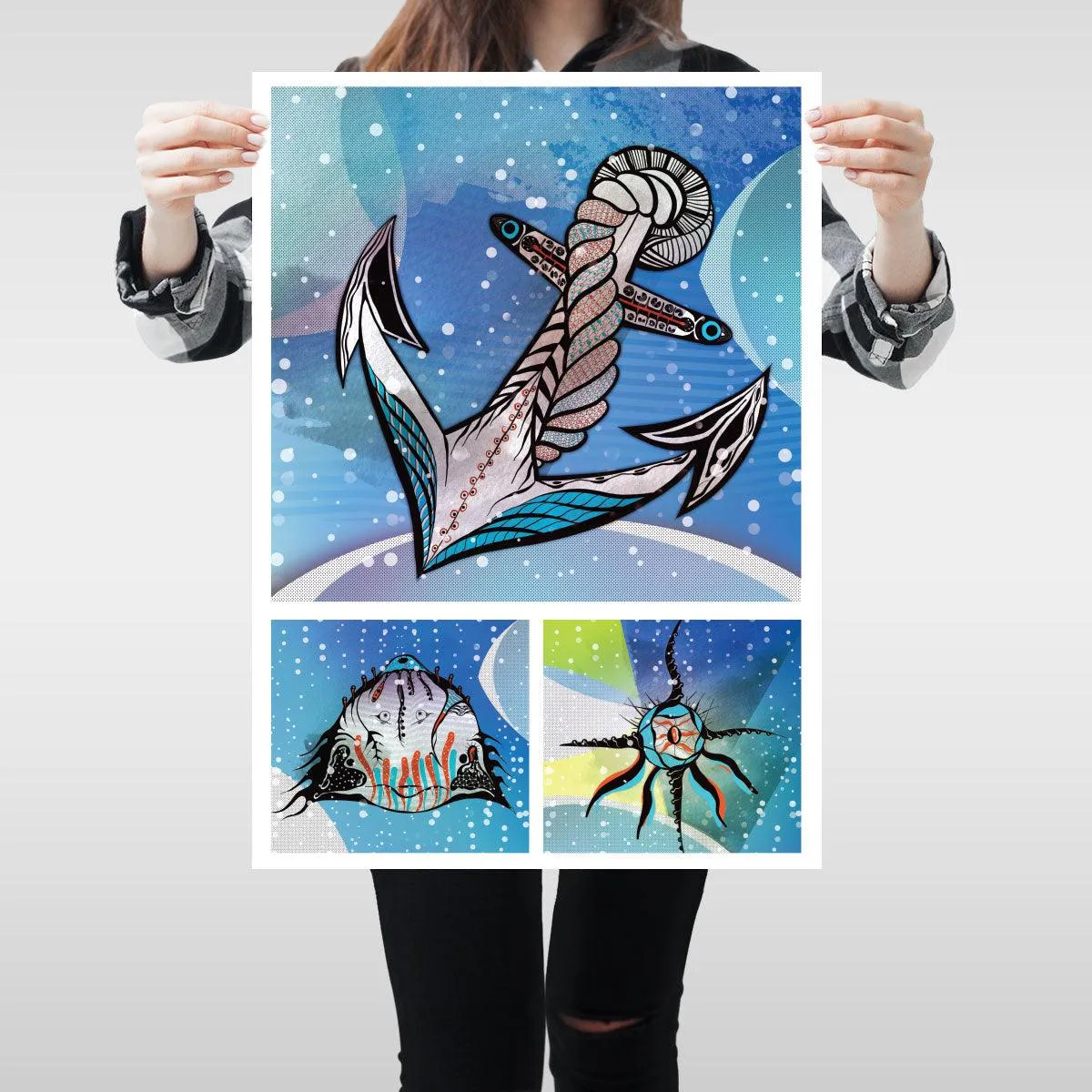 A2 Underwater Creatures Wall Big Art Print Kitchen Living Room Unframed Unique