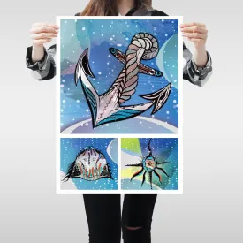 A2 Underwater Creatures Wall Big Art Print Kitchen Living Room Unframed Unique