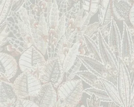 Abstract Leaf Floral Wallpaper in Grey/Beige/Cream
