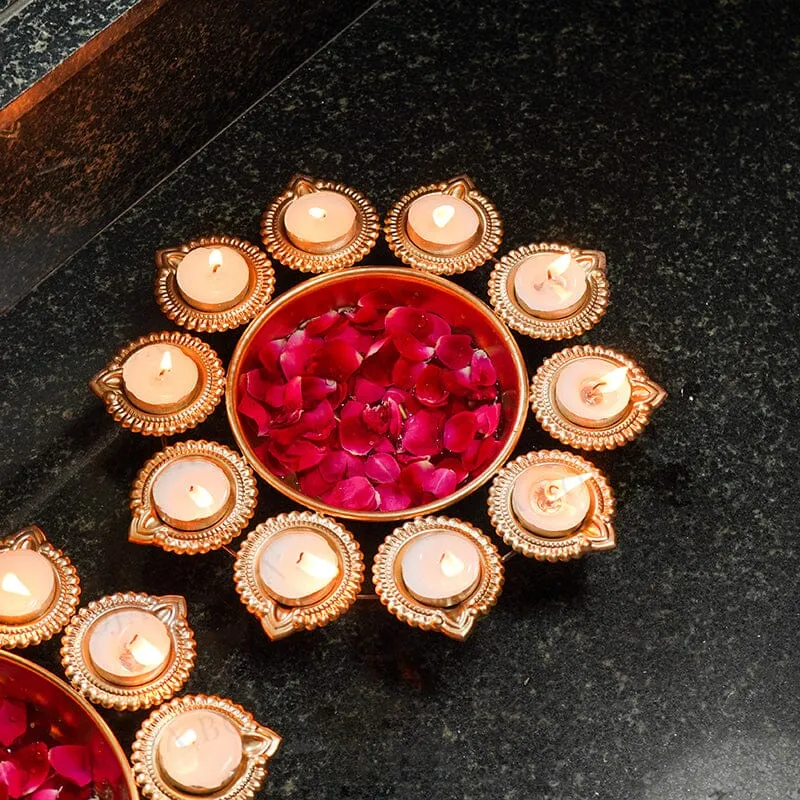 Aesthetic Floral Urli With Diya