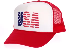 American Flag Patriotic USA Classic 5 Panel Mesh Snap Back Trucker Hat