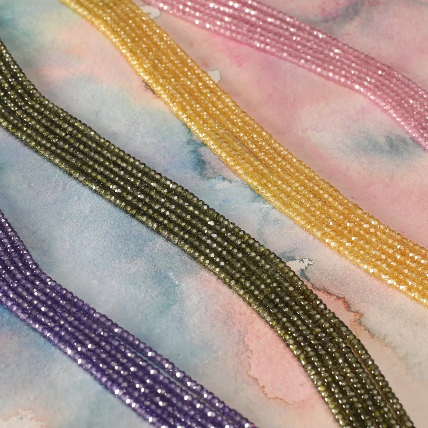 Amethyst Color Faceted Cubic Zirconia Beads- Sold Per Strand