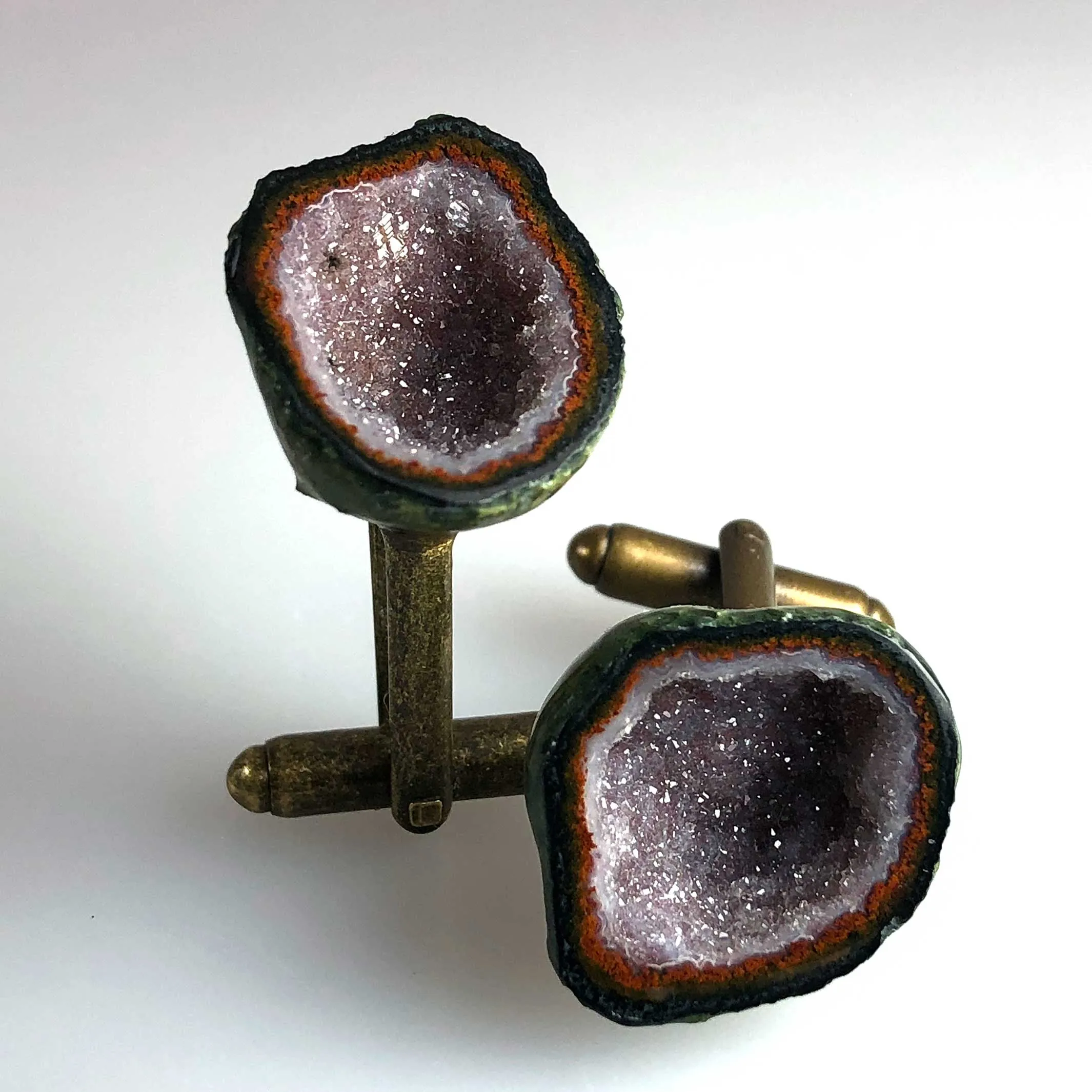Amethyst Geode Cufflinks, Tabasco geode cuff links