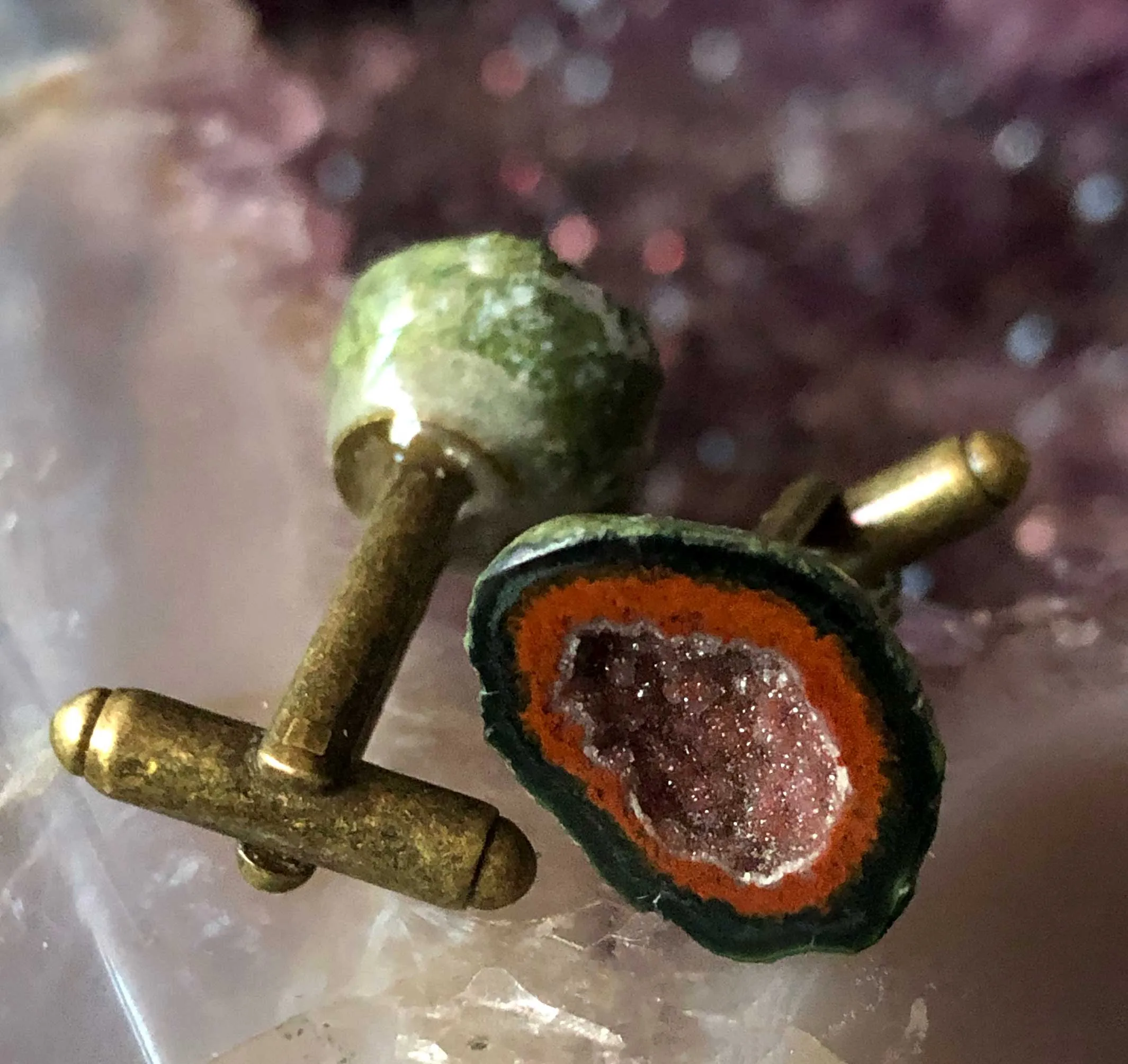 Amethyst Geode Cufflinks, Tabasco geode cuff links