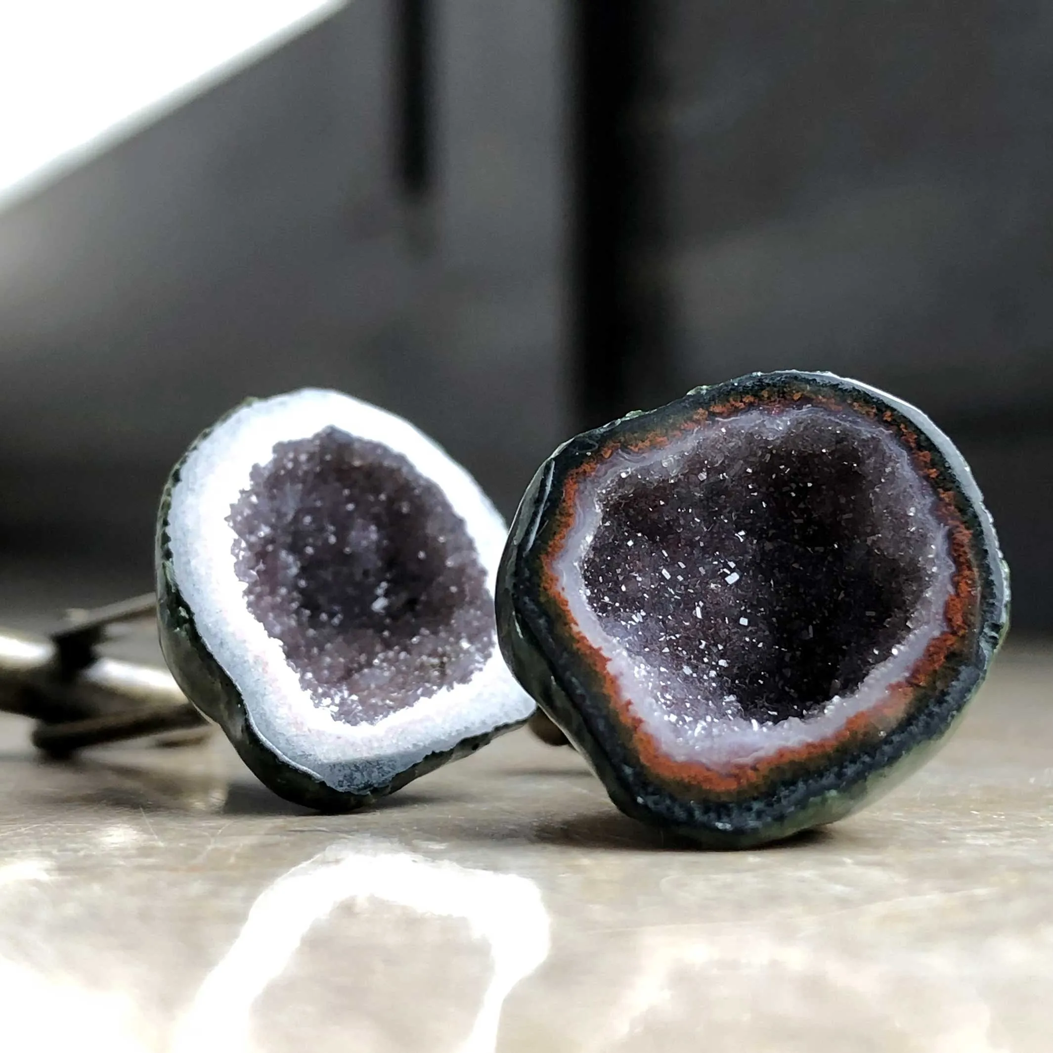 Amethyst Geode Cufflinks, Tabasco geode cuff links