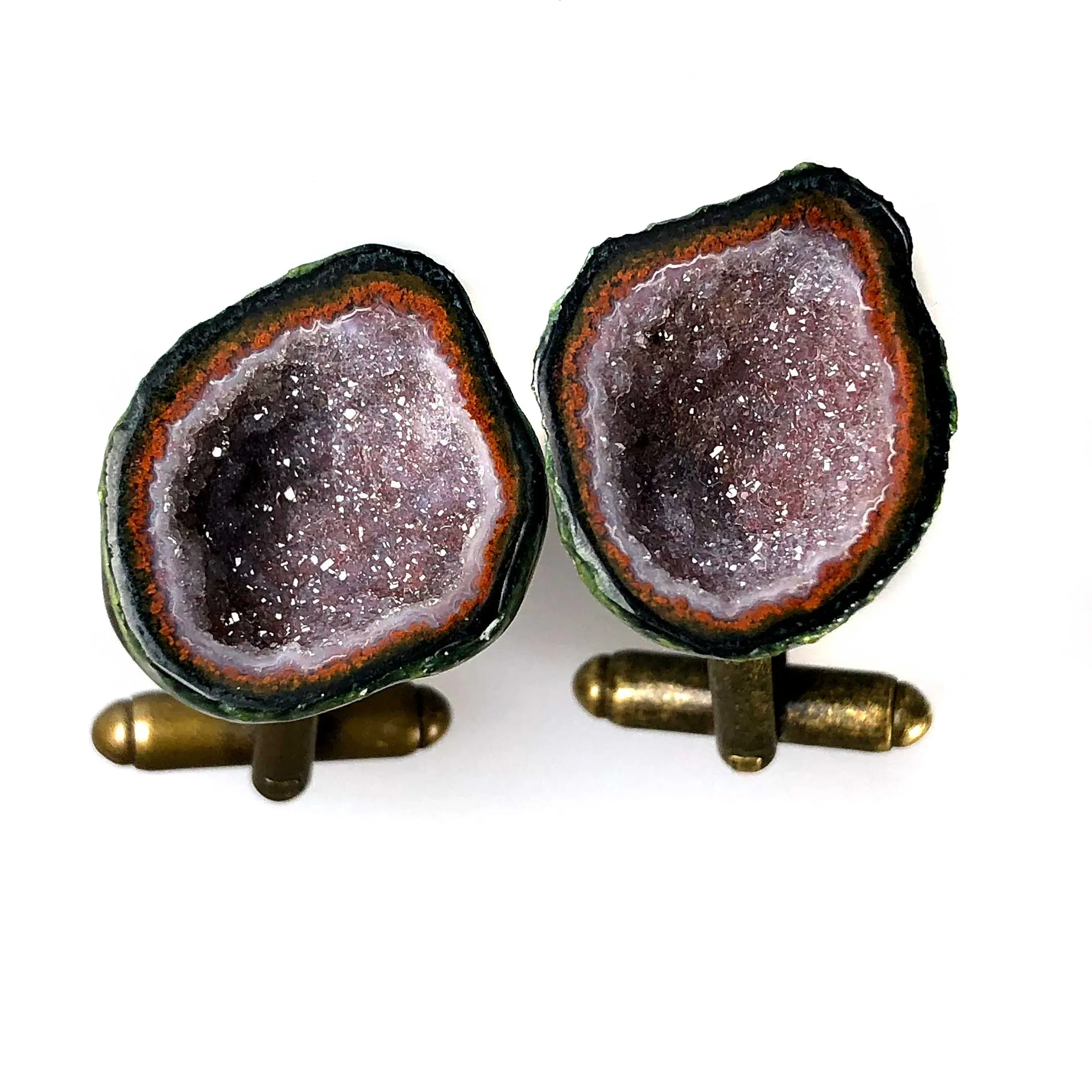 Amethyst Geode Cufflinks, Tabasco geode cuff links