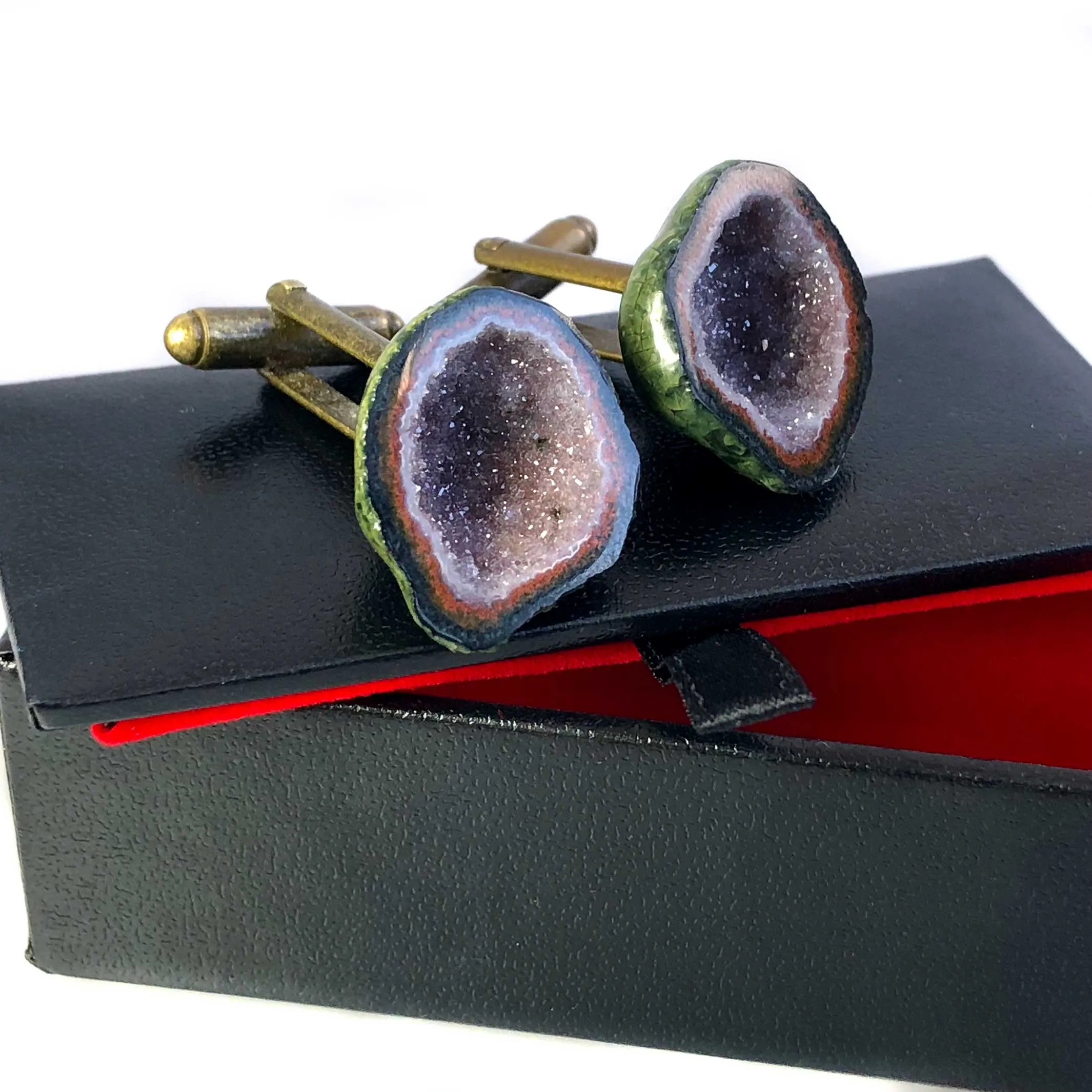 Amethyst Geode Cufflinks, Tabasco geode cuff links