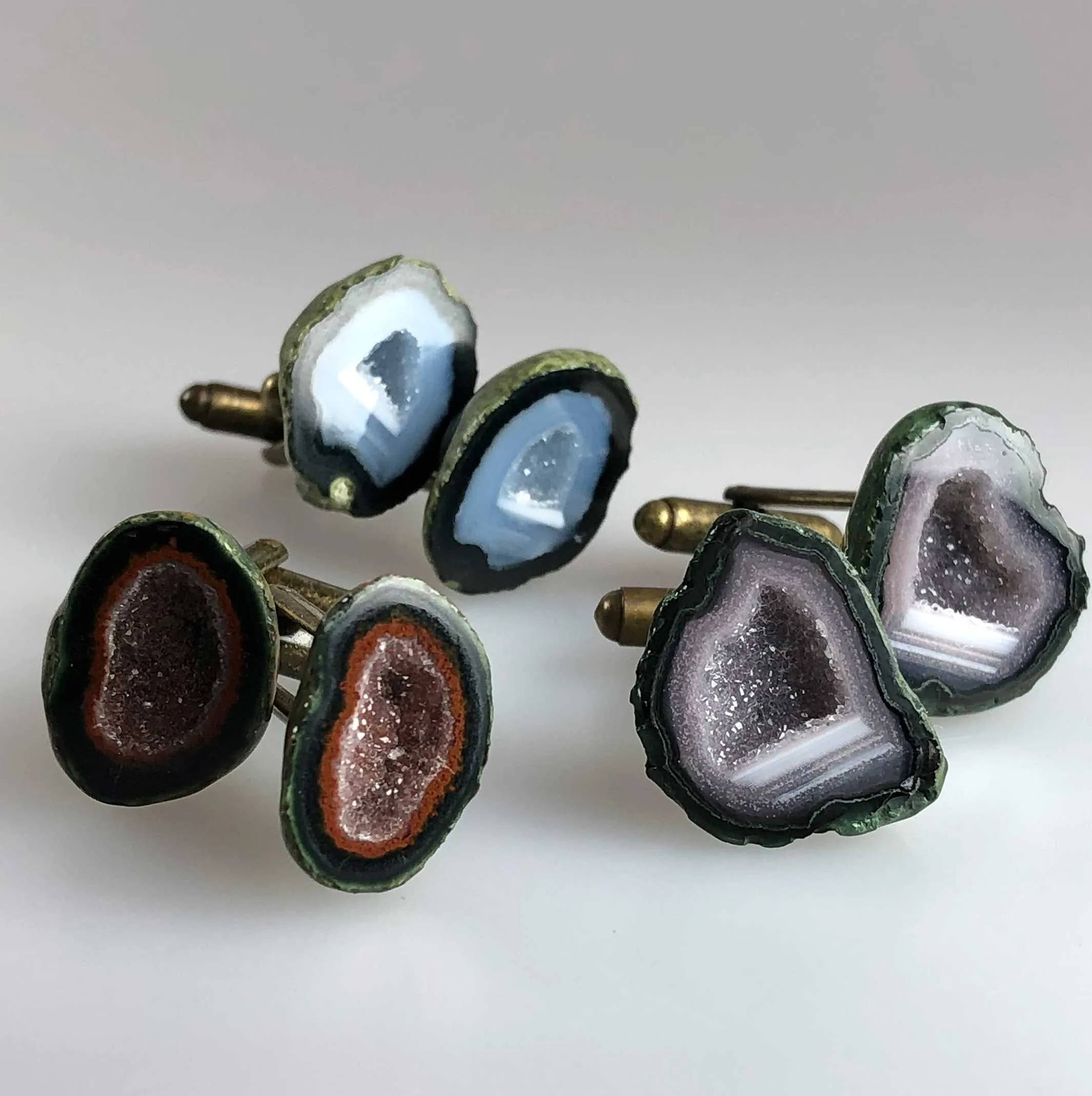 Amethyst Geode Cufflinks, Tabasco geode cuff links